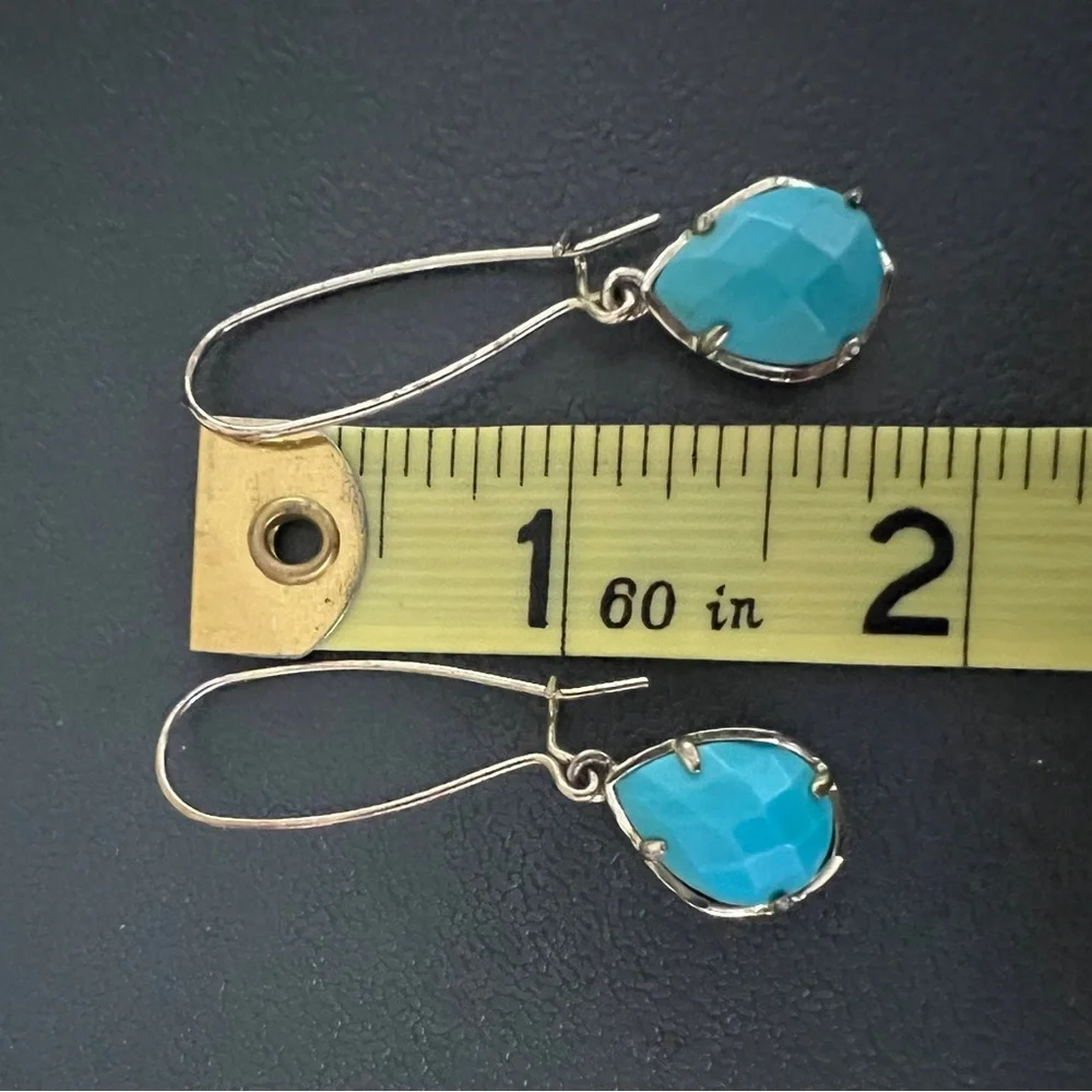 Kendra Scott Aqua Dee Gold Tone and Blue Teardrop Earrings - Picture 7 of 7